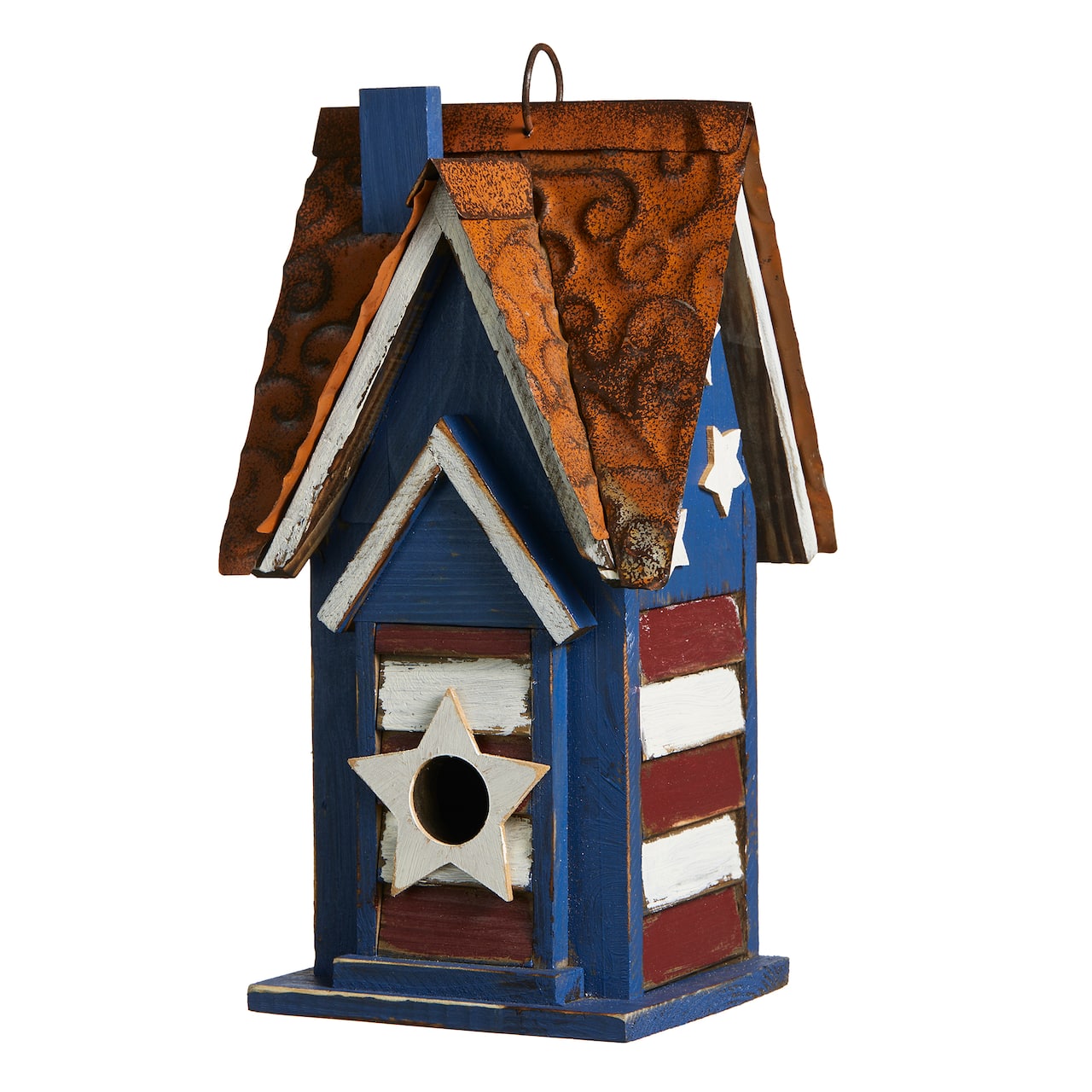 Glitzhome® 12.25" Patriotic Distressed Wood Villa Birdhouse